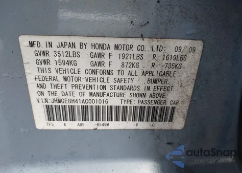 2010 Honda Fit Sport z USA, uszkodzony, nr VIN JHMGE8H41AC001016